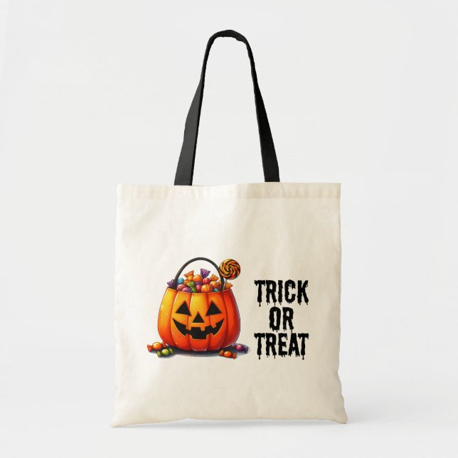 Candy-gefüllte Jack-o'-Lantern Trick oder Treat Ba Tragetasche (Vorne)