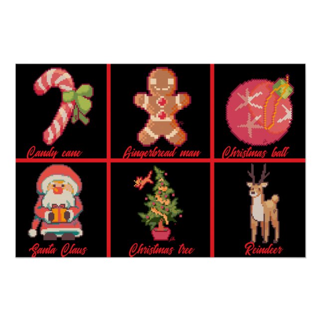 Candy, Gingerbread, Christmas, tree, Pixel Art Poster (Vorderseite)
