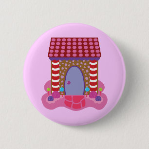 Candy Gingerbread House Button