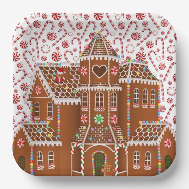 Candy Gingerbread House Pappteller (Vorderseite)