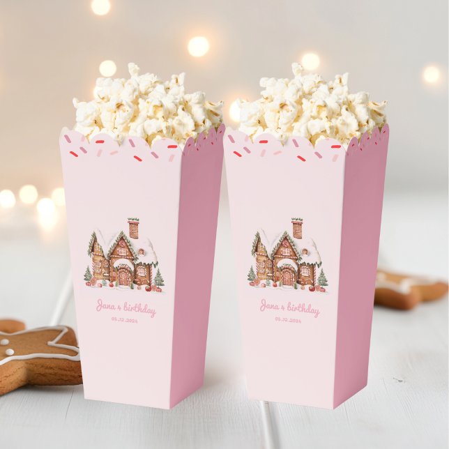 Candy Gingerbread House Pink Birthday Popcorn Geschenkschachtel (Von Creator hochgeladen)