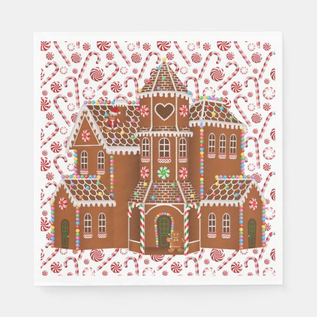 Candy Gingerbread House Serviette (Vorderseite)