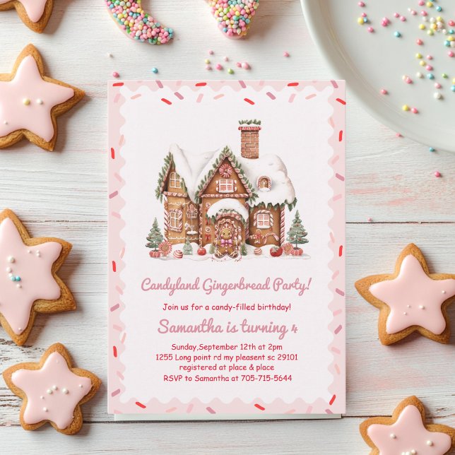 Candy Gingerbrot House Pink Birthday Einladung (Von Creator hochgeladen)