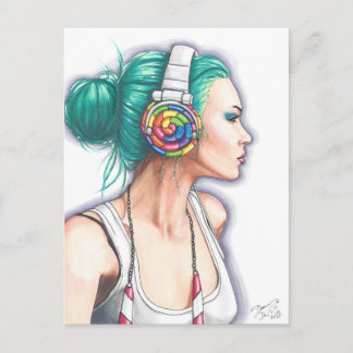 Candy Girl Postcard Punk Rocker Postcard Candyland Postkarte