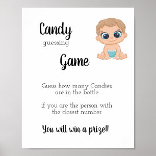 Candy Guessing Game Baby Boy Poster