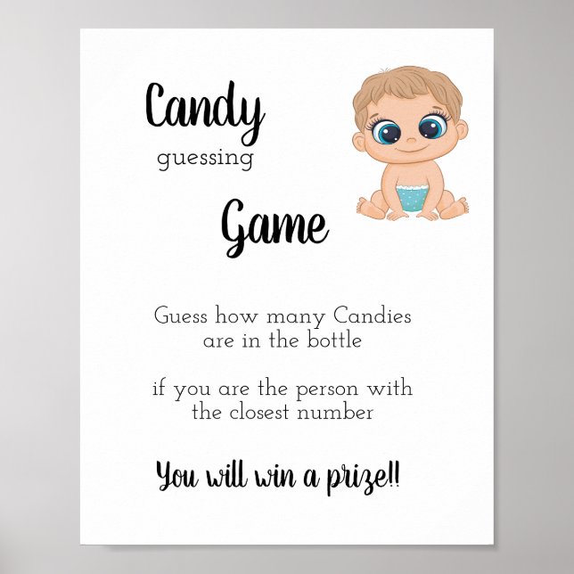 Candy Guessing Game Baby Boy Poster (Vorne)