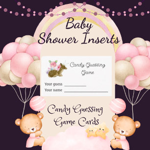 Candy Guessing Game Pink Girl's Baby Shower Begleitkarte