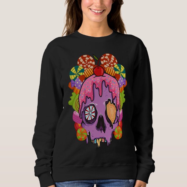 Candy Halloween Skulls Heads Halloween Costume Sweatshirt (Vorderseite)