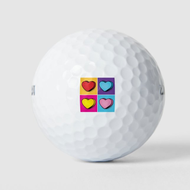 Candy Heart Hearts Pop Kunst, Dichtung und Musik Golfball (Vorderseite)