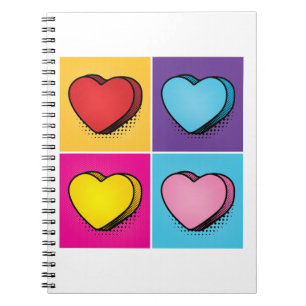 Candy Heart Hearts Pop Kunst, Dichtung und Musik Notizblock