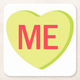 Candy Heart - ICH Rechteckiger Pappuntersetzer