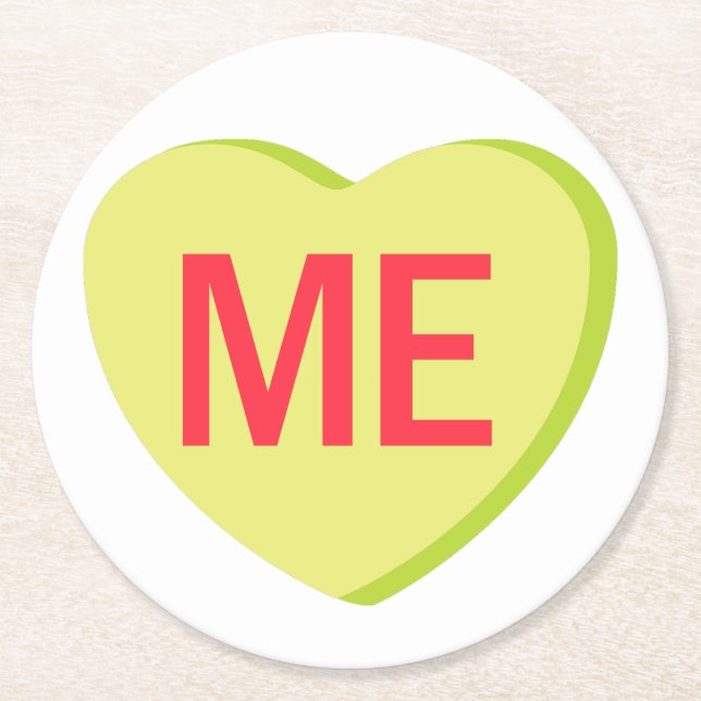 Candy Heart - ICH Runder Pappuntersetzer (Vorderseite)