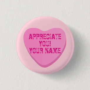 Candy Heart mit benutzerdefiniertem Text-Rosa Herz Button
