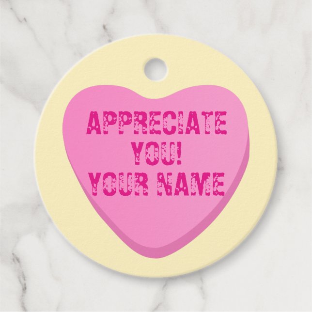 Candy Heart mit benutzerdefiniertem Text-Rosa Herz Geschenkanhänger (Vorderseite)