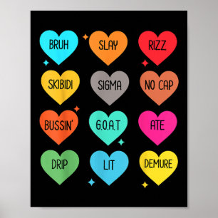 Candy Heart Slang Words Valentinstag für Schule, Poster