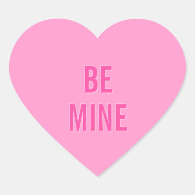 CANDY HEART Valentine 'Be Mine' Pink Herz-Aufkleber (Vorderseite)