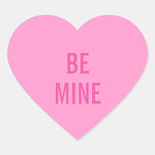 CANDY HEART Valentine 'Be Mine' Pink Herz-Aufkleber