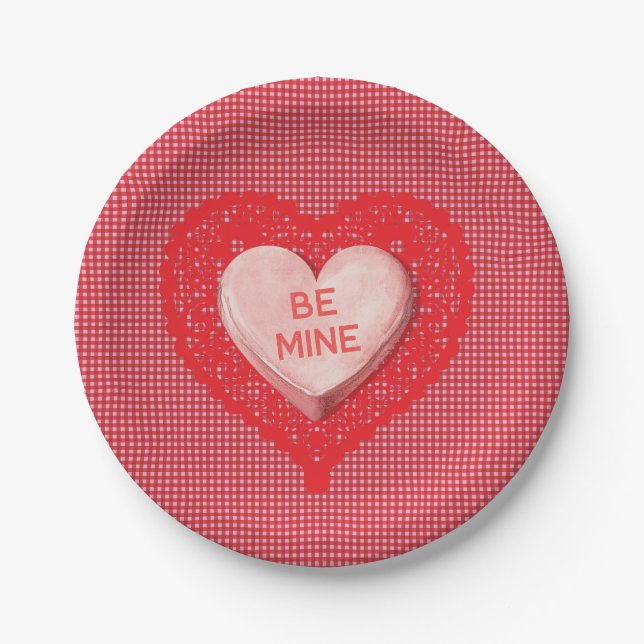 Candy Heart Valentine Paper Untersetzer Pappteller (Vorderseite)