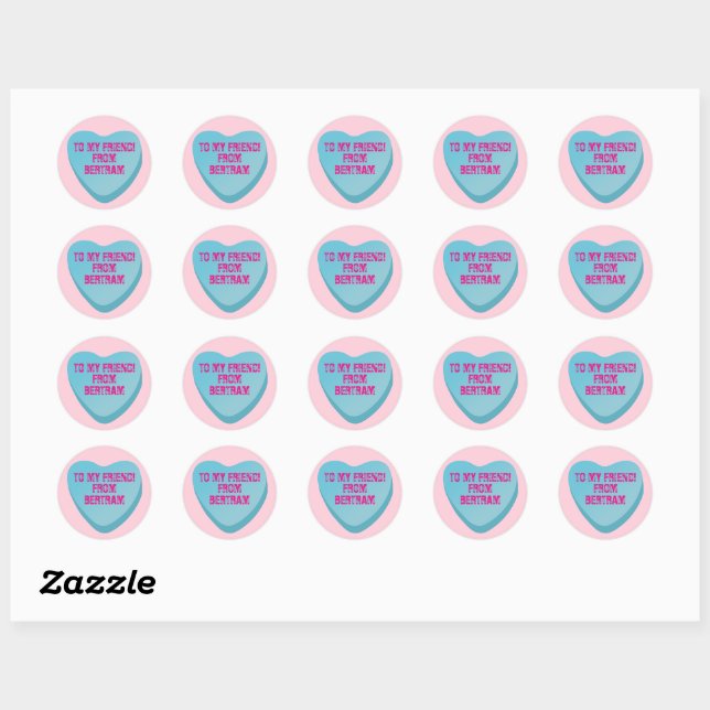 Candy Heart Valentine's Day Exchange Sticker Blue (Blatt)
