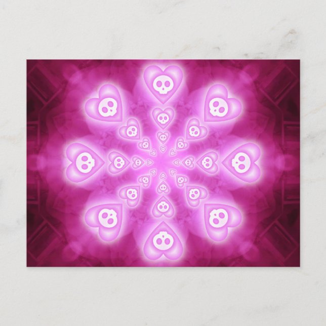 Candy Hearts and Pink Skulls Postkarte (Vorderseite)