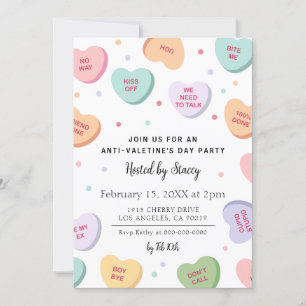 Candy Hearts Anti-Valentinstag-Party Einladung