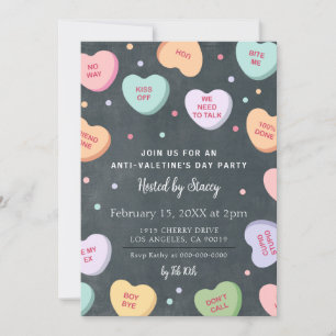 Candy Hearts Anti-Valentinstag-Party Einladung