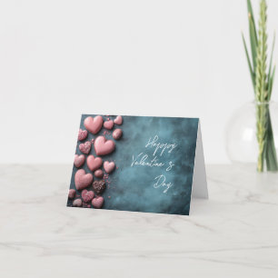 Candy Hearts auf dem dunklen Boden Valentins Gruß Feiertagskarte