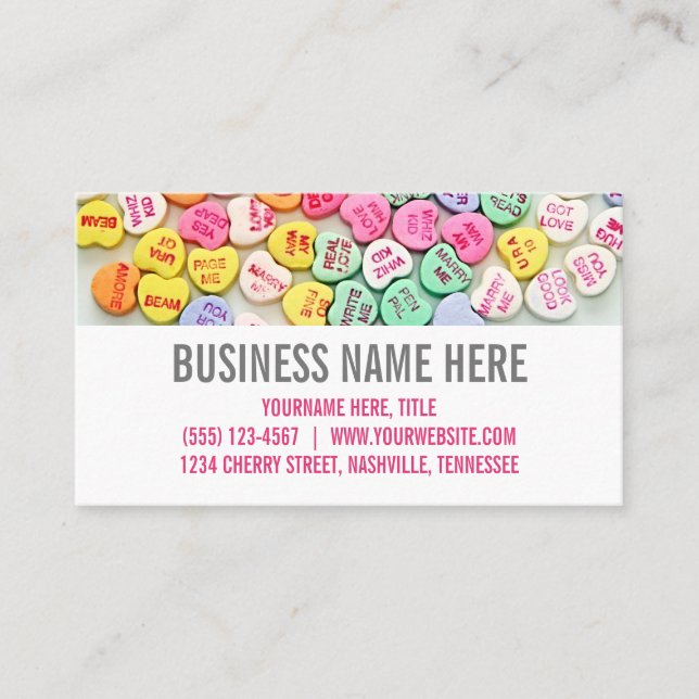 Candy Hearts Business Cards Visitenkarte (Vorderseite)