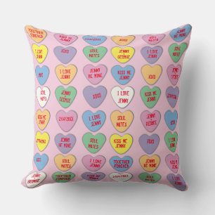 Candy Hearts Custom Messages Valentine Kissen