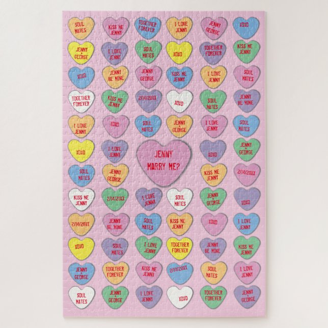 Candy Hearts Custom Messages Valentine Puzzle (Vertikal)