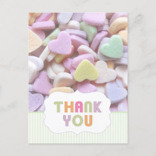 Candy Hearts Danke, Postcard Postkarte