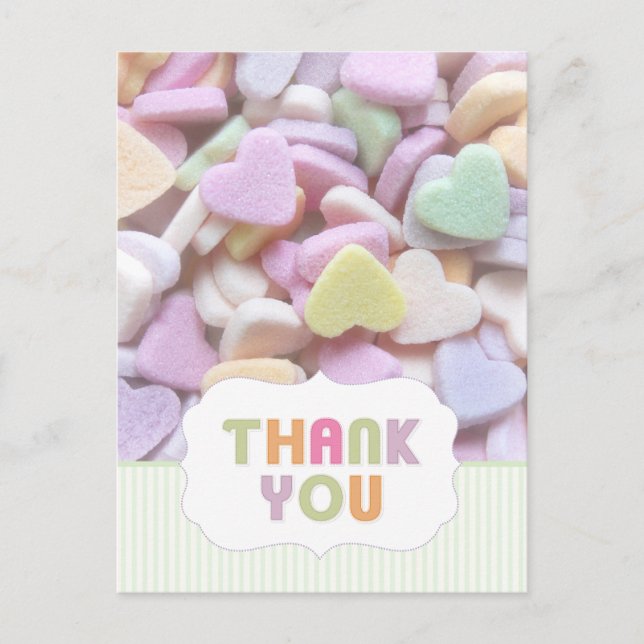 Candy Hearts Danke, Postcard Postkarte (Vorderseite)