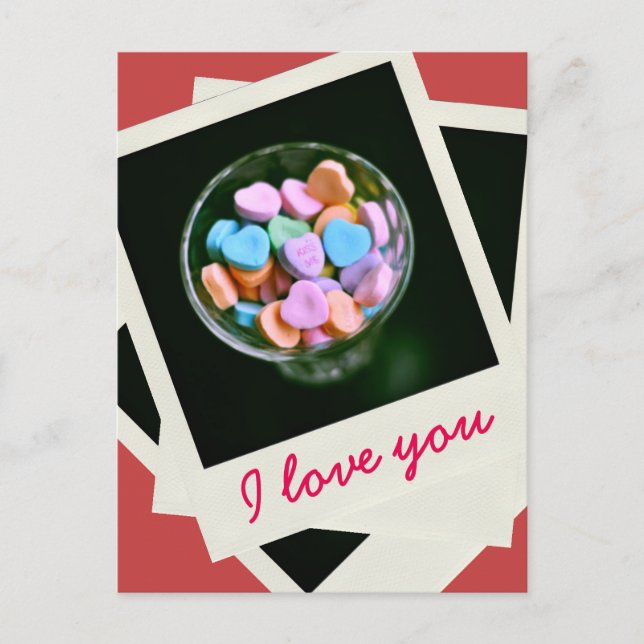 Candy Hearts, Foto, Valentine, Liebe Postkarte (Vorderseite)