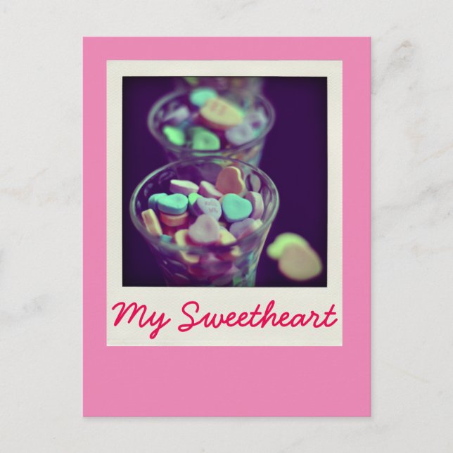 Candy Hearts KISS ME Postkarte (Vorderseite)