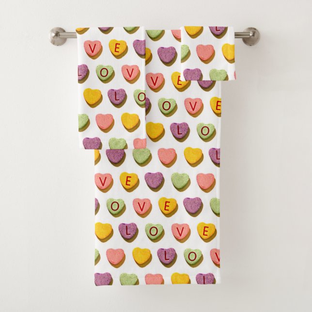Candy Hearts Liebe Pattern Badhandtuch Set (Insitu)