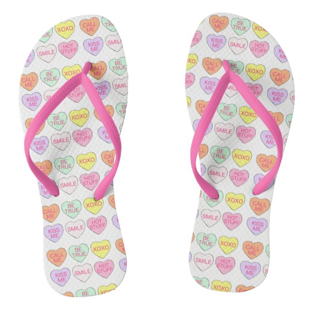 Candy Hearts Liebe Valentinstag Pastel Sweet Flip Flops (Fußbett)
