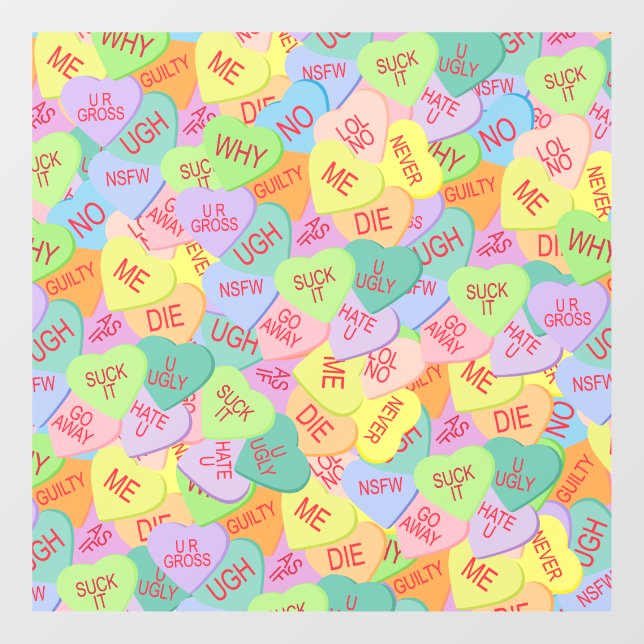 Candy Hearts Pattern - SFW Fensteraufkleber (Blatt)