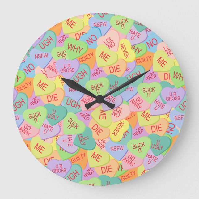 Candy Hearts Pattern - SFW Große Wanduhr (Vorderseite)