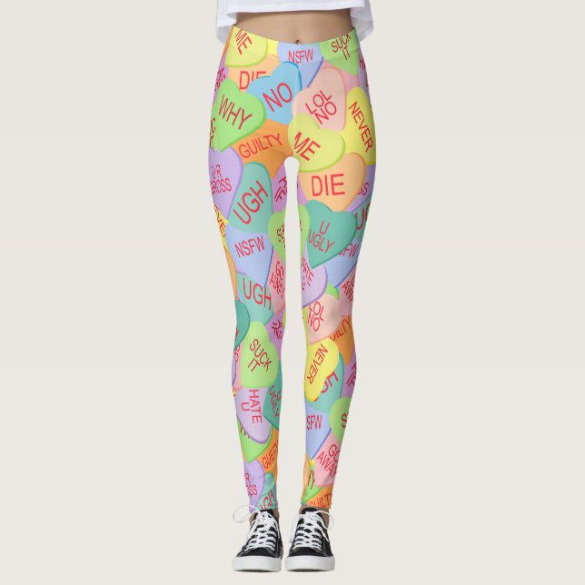 Candy Hearts Pattern - SFW Leggings (Vorderseite)