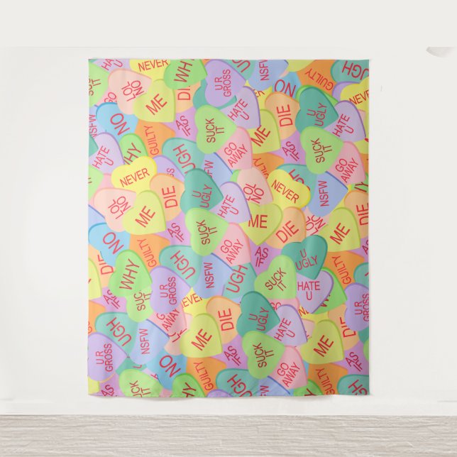Candy Hearts Pattern - SFW Wandteppich (Vorderseite)