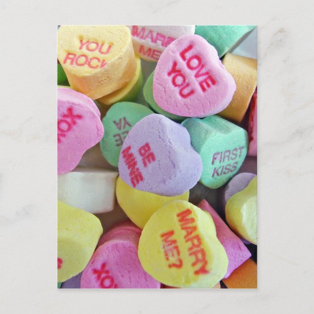 Candy Hearts Postkarte (Vorderseite)
