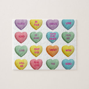 Candy Hearts Sweet Valentine Liebe Nachrichten Puzzle