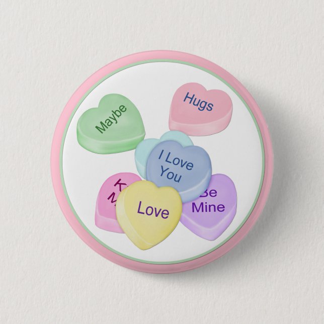 Candy Hearts und Text Button (Vorderseite)