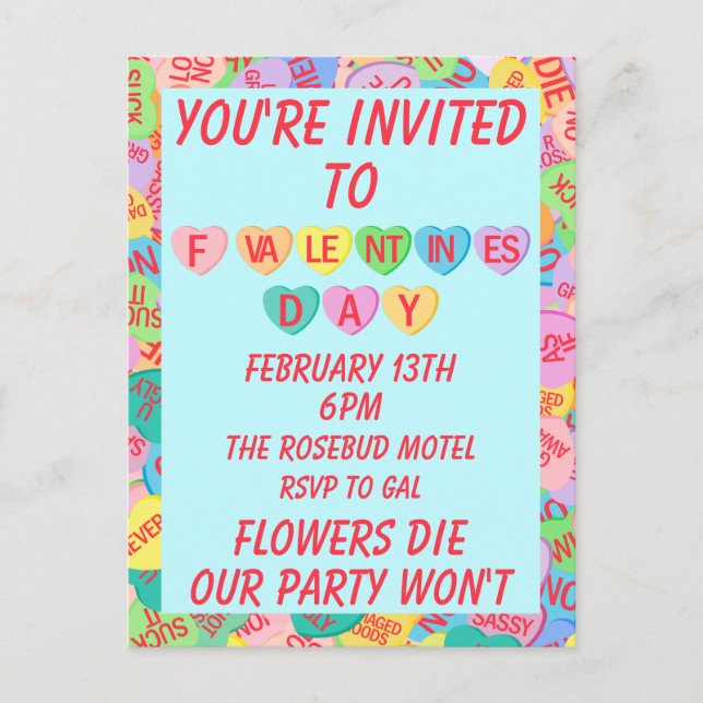 Candy Hearts V. 2.0 Postkarte (Vorderseite)