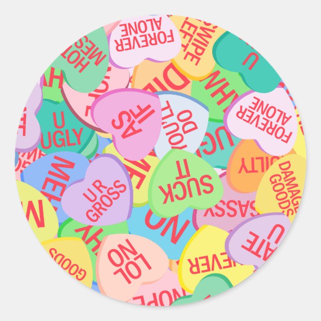 Candy Hearts V. 2.0 Runder Aufkleber (Vorderseite)
