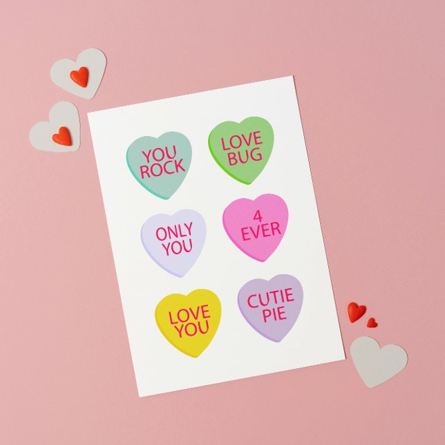 Candy Hearts Valentine Card Feiertagskarte (Von Creator hochgeladen)