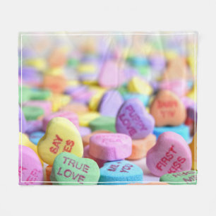 Candy Hearts Valentine Fleecedecke