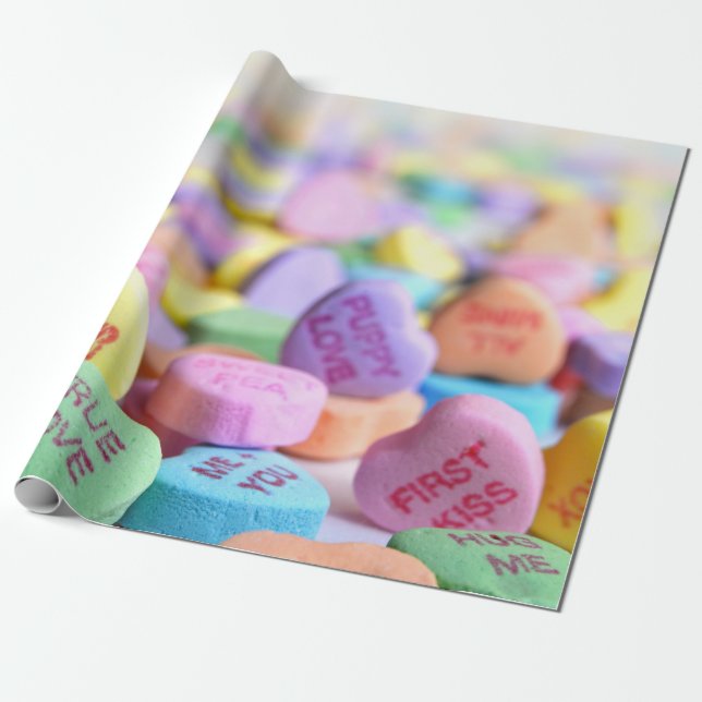 Candy Hearts Valentine Geschenkpapier (Ungerollt)