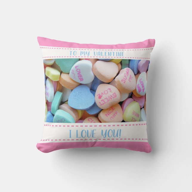 Candy Hearts Valentine Kissen (Vorderseite)