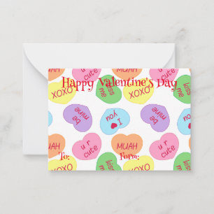 Candy Hearts Valentine's Day Note Card Mitteilungskarte